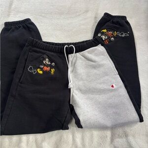Champion Black & Gray Mickey Mouse Colorblock Joggers